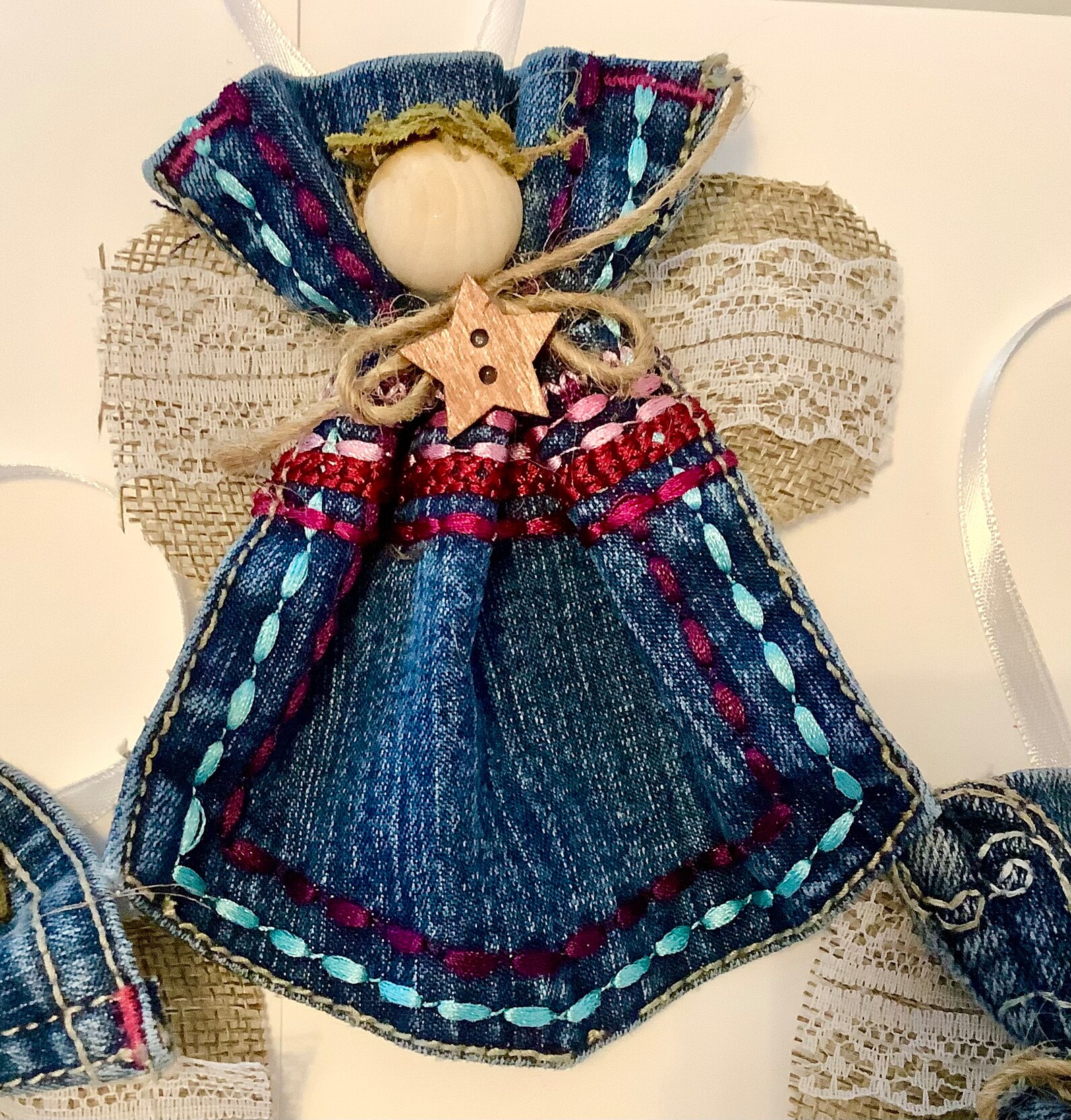 Designer Blue Jean Pocket Angel Ornament Etsy