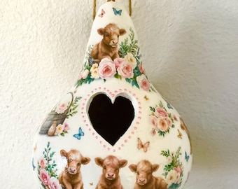 Casa para pájaros de calabaza de vaca de las Tierras Altas