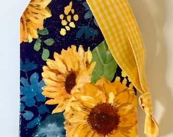 Adorno de etiqueta de cerámica de girasol