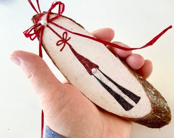 Adorno de la rebanada de madera de Gnome
