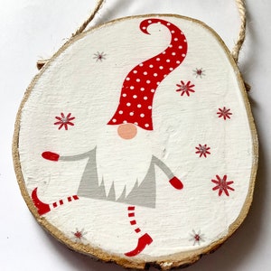 Gnome Wood Slice Ornament