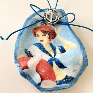 Sailor Girl Oyster Shell Ornament