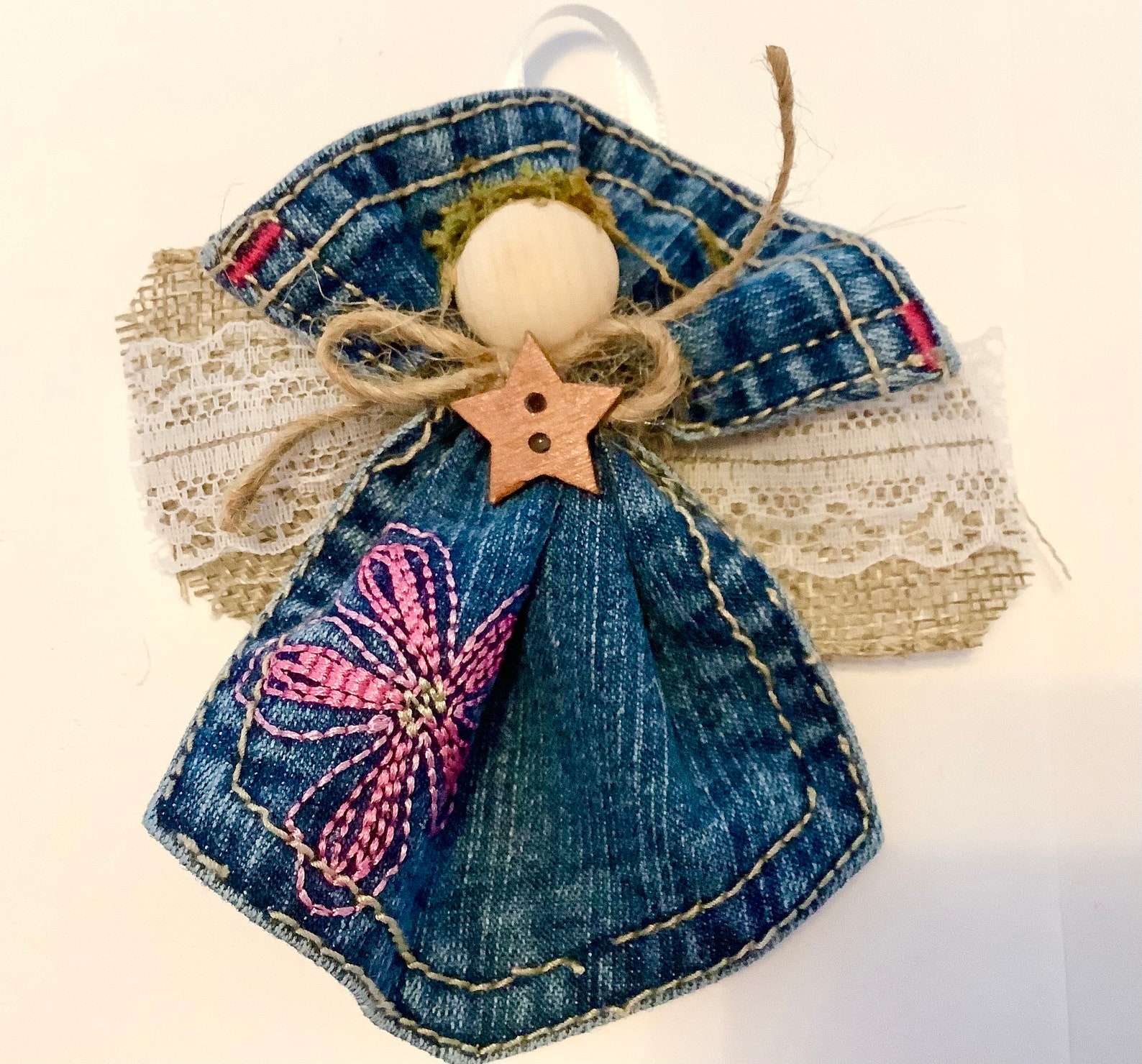 Designer Blue Jean Pocket Angel Ornament Etsy