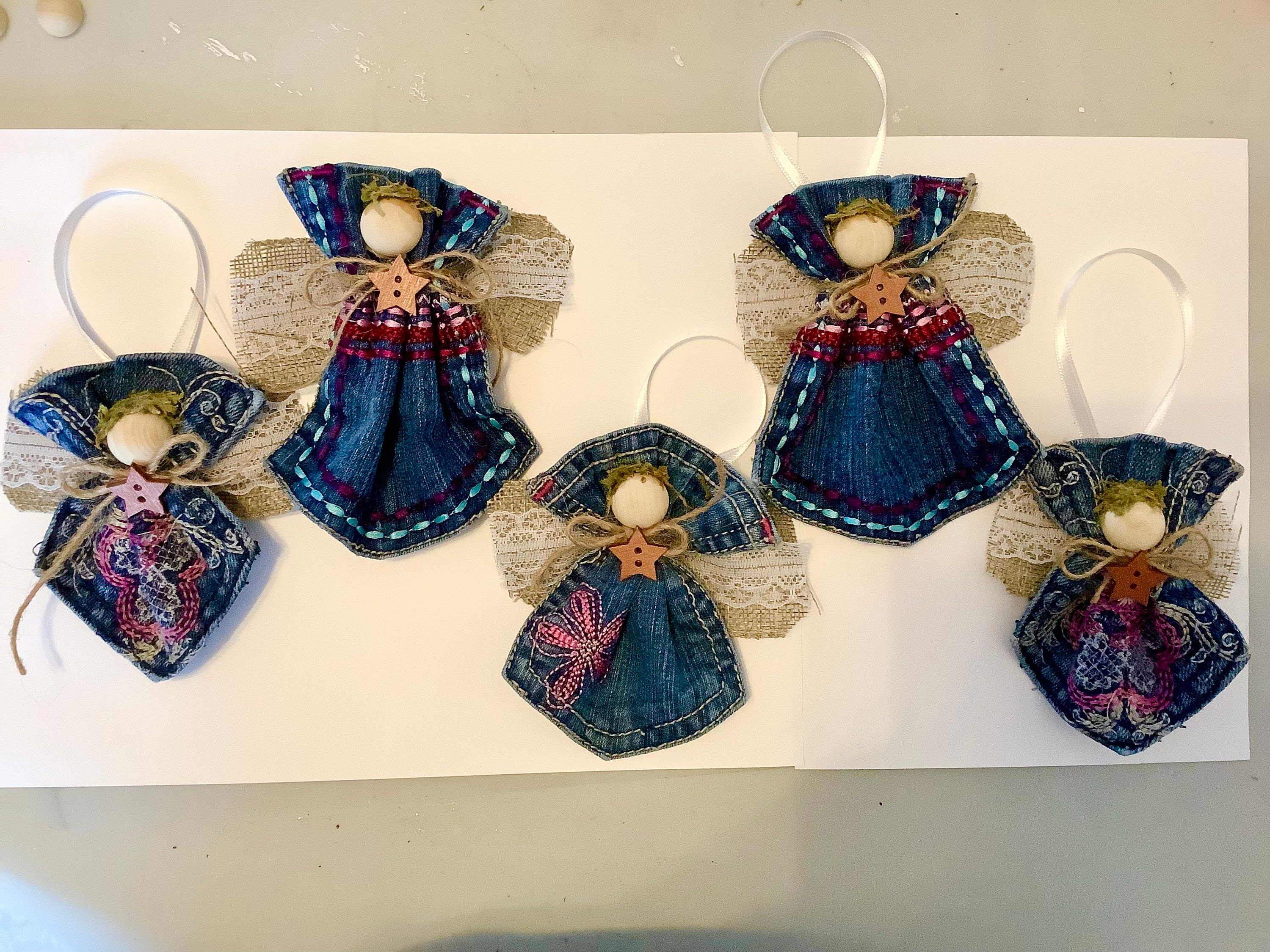 Designer Blue Jean Pocket Angel Ornament Etsy