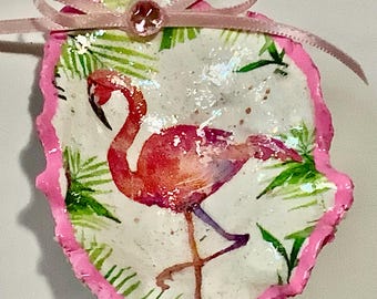 Adorno de concha de ostra de flamenco