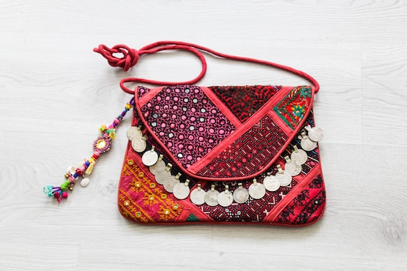 Handmade Embroidered Sling Bag with Tassels and Beads - Creative Appeal |  NOVICA