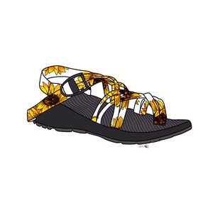 checkered sunflower chacos