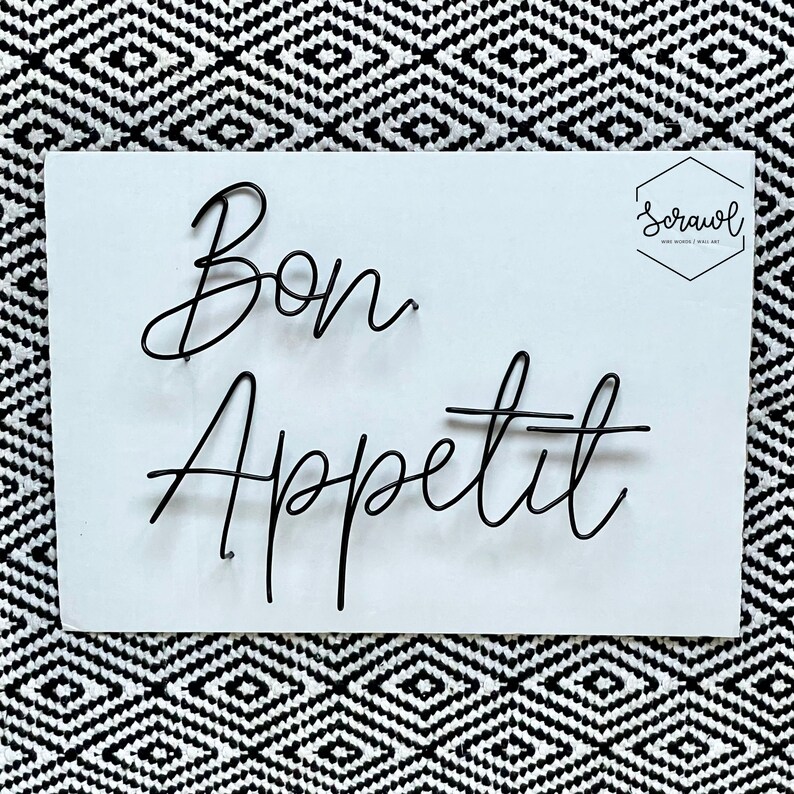 Wire Word Art Bon Appetit Sign Wire Wall Art Kitchen Etsy UK