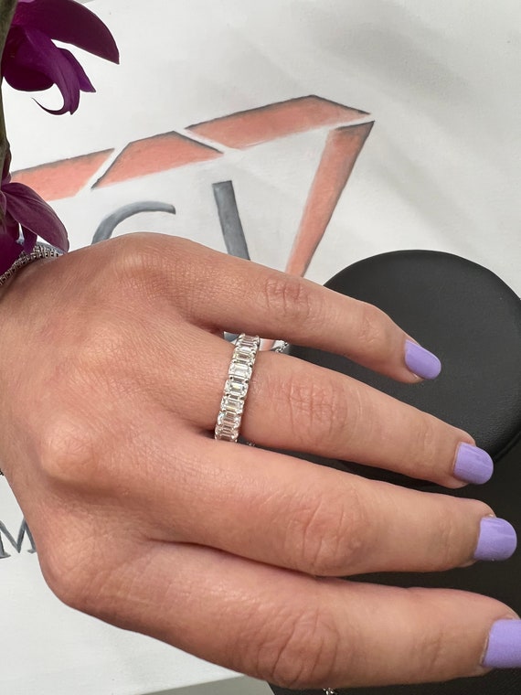 Carat Emerald Cut Diamond Eternity Band in 18K White Gold All
