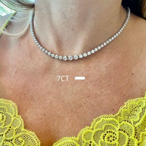 7CT Graduated Diamond Tennis Necklace