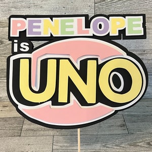 UNO Card Game 3D Personalized Cake Topper - Pastel Colors