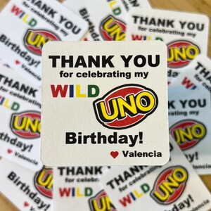 UNO Card Game Theme Thank You Personalized Stickers