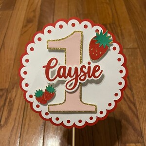 Berry First Birthday Decorations – Strawberry-Themed Cake Topper & Banner For Baby's 1st Birthday Party