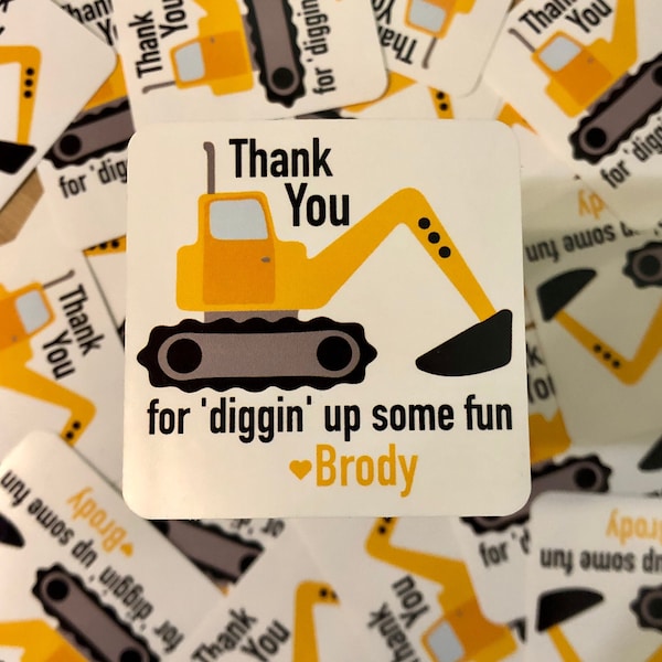 Construction Theme Thank You Personalized Stickers