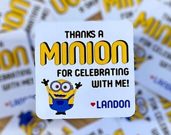 Minions Thank You Personalized Favor Stickers | Despicable Me Favor Tags