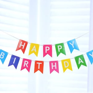 Rainbow Birthday Banners, Bunting Birthday Banners, Party Decoration, Birthday Garland, Happy Birthday Banners