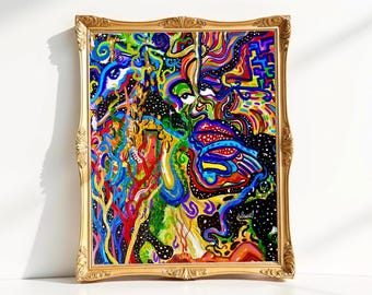 Mind Blown 4x6 Art Print - Psychedelic Colourful Orange Monster