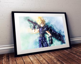 Final Fantasy VII: Cloud Watercolour Art | Print | Poster | Wall Art | Digital Art | Gaming | UK