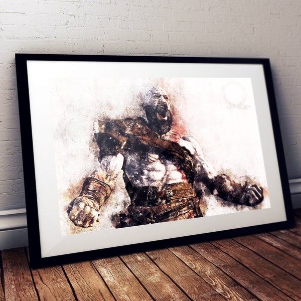 God Of War Kratos Watercolour Art | Print | Poster | Wall Art | Digital Art | Gaming | UK