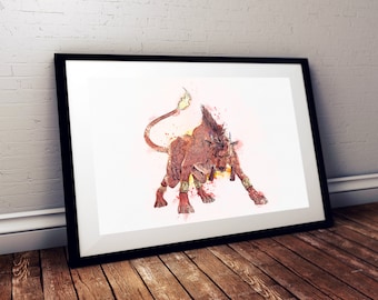 Final Fantasy VII: Red XIII / Nanaki Watercolour Art | Print | Poster | Wall Art | Digital Art | Gaming | UK