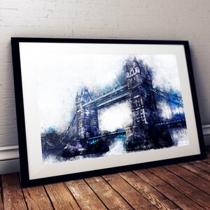 Tower Bridge London Watercolour Art | Print | Poster | Wall Art | Digital Art | Architecture | UK