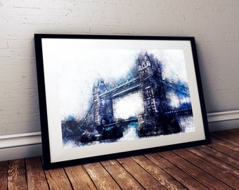 Tower Bridge London Watercolour Art | Print | Poster | Wall Art | Digital Art | Architecture | UK