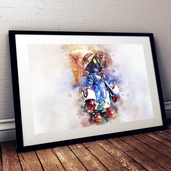 Final Fantasy IX: Vivi Watercolour Art | Print | Poster | Wall Art | Digital Art | Gaming | UK