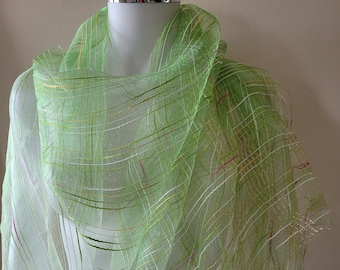 Silk Scarf Glitter Women Luxury Stole Wild Silky Wraps Oversized Formal Green Gifts