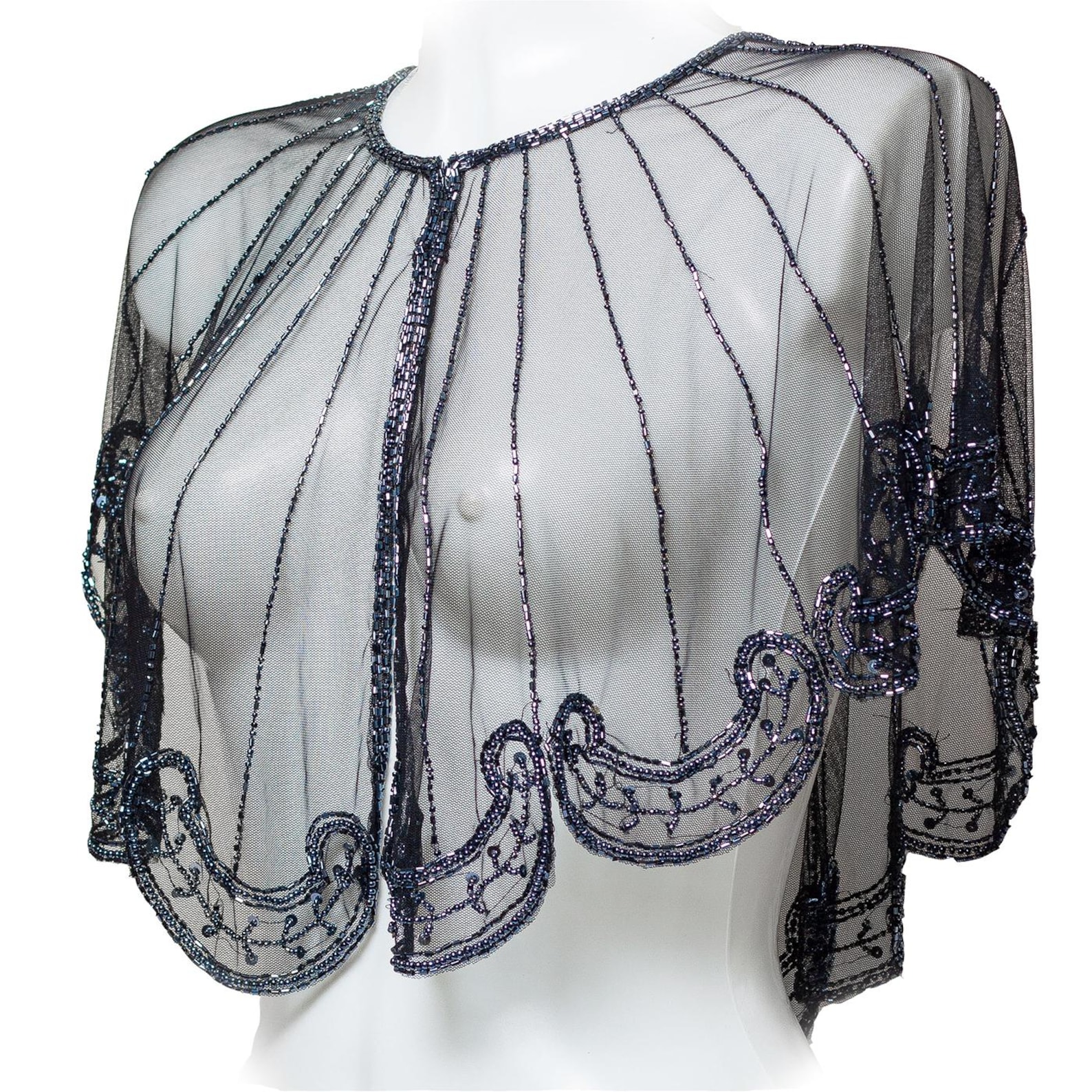 Long tulle and crystal-embellished Poncho