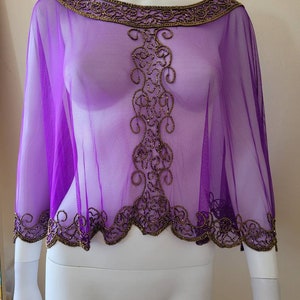 Exclusive Purple Long  Poncho Gold sequins , cover up shoulders for dresses- Sequin Ponchos, Special occasions, Stunning Scarf/Stole, net