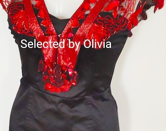 Beaded Sequin Capelet: Vintage Wedding Shawl. CRaft your poncho.Red cover up
