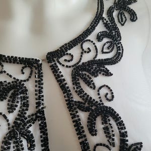 Beaded 1920&#39;s Bolero / white black shiny evening capelet / Sequin Ponchos dress cover up