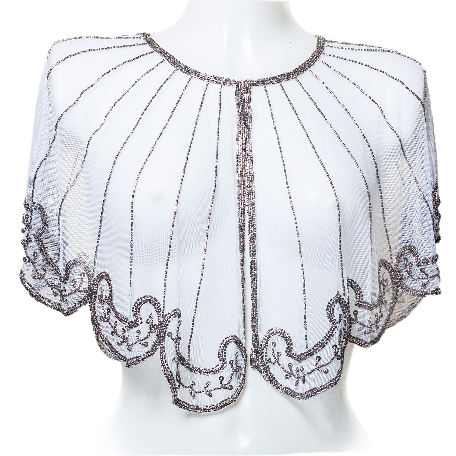 Beaded Special Occasion Shrug / White 