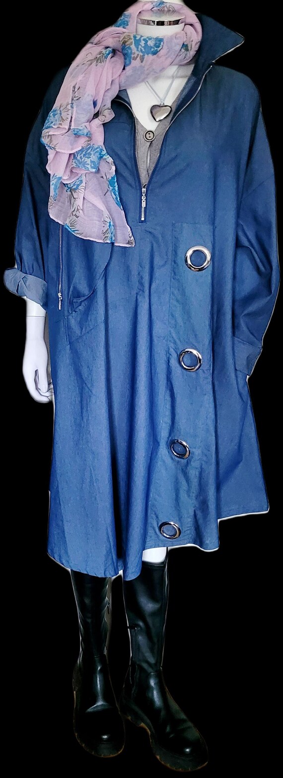 Plus Size Denim Dress with Pockets: Long Sleeve Loose Fit
