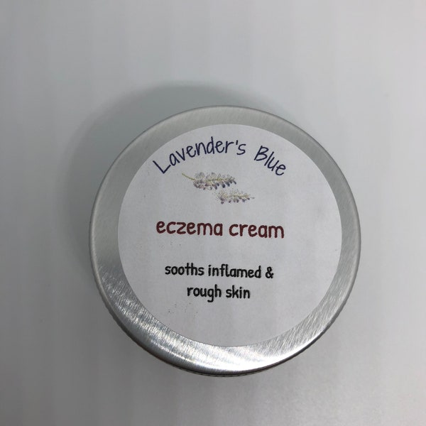 Eczema Cream 2oz tin soothes inflamed a rough skin cause by eczema flair ups.
