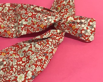 Wire Headband | Head wrap | Handmade| Liberty of London Print | Red floral &#39;June Meadow&#39; print