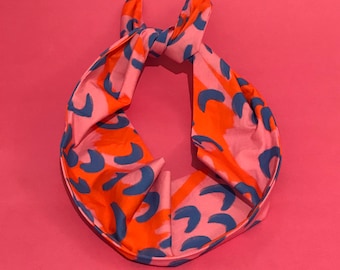 Wire Headband | Head wrap | Handmade| Abstract pink &#39;party flock&#39; print
