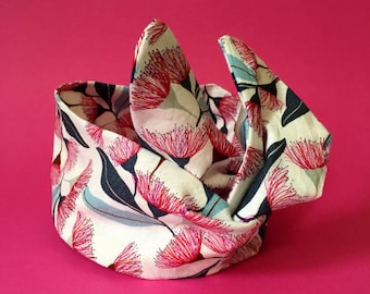 Wire Headband | Head wrap | Handmade | White native floral print