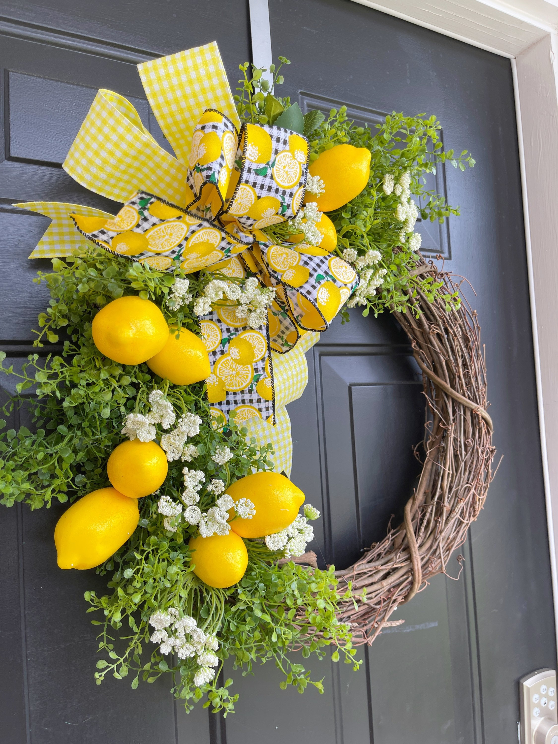 Wreath for Front Door Summer Lemon Wreath for Kitchen Door | Etsy