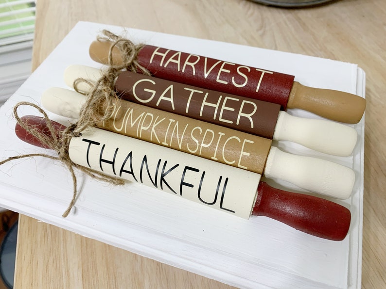 Fall mini rolling pins for tiered tray. Mini rolling pins. Etsy