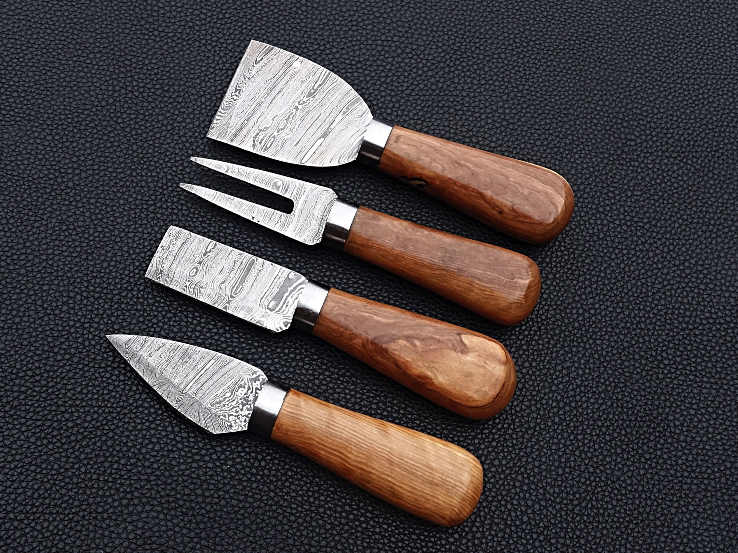 Handmade Damascus Cheese Knife Set of 4 Pcs With Olivewood Etsy