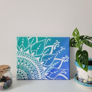 Green and Blue Mandala Canvas Painting, Boho Mandala Painting, Original Painting, Hand painted Canvas, Colorful Canvas, Wall art Canvas