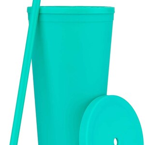 Personalized Name Matte Tumblers with Straw Matte Cold Cup Custom 22oz Tumbler with Lid Matte Aqua