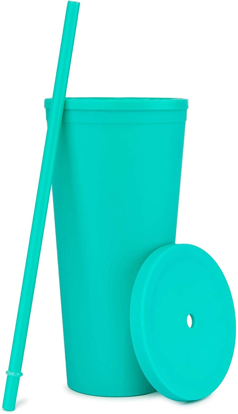 Personalized Name Matte Tumblers with Straw Matte Cold Cup Custom 22oz Tumbler with Lid Matte Aqua