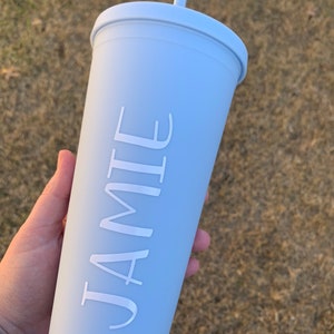 Personalized Name Matte Tumblers with Straw Matte Cold Cup Custom 22oz Tumbler with Lid Matte Baby Blue