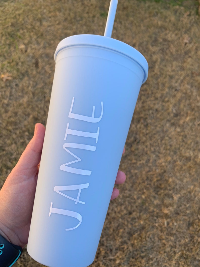 Personalized Name Matte Tumblers with Straw Matte Cold Cup Custom 22oz Tumbler with Lid Matte Baby Blue