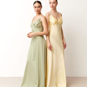 Pastel dress Pale yellow dress Maxi gown Prom dress Bridesmaid dress Satin dress Maxi evening outfit Yellow ball gown Alyssa dress