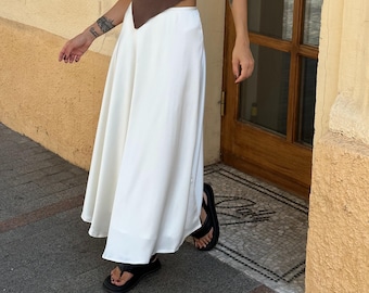 Satin skirt Classy ivory skirt Satin skirt long Circle silk skirt wrap style Everyday silk skirt Ivory wedding simple outfit Bridal skirt