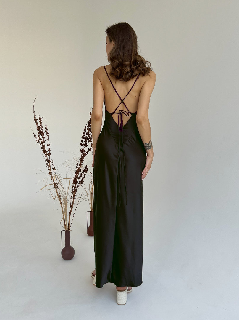 long satin dress casual Satin dress casual V neck long dress Wedding guest dress Black dresses Prom dress Black Silky dress for every day Black bridesmaid's dress