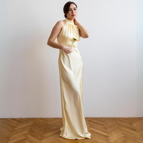 Pale Yellow Dress Bridesmaid Dresses 2024 Trends Yellow Prom Dress Floor Bridesmaid Dress Garden Wedding Dress Silk Satin Dress Hannah Dress